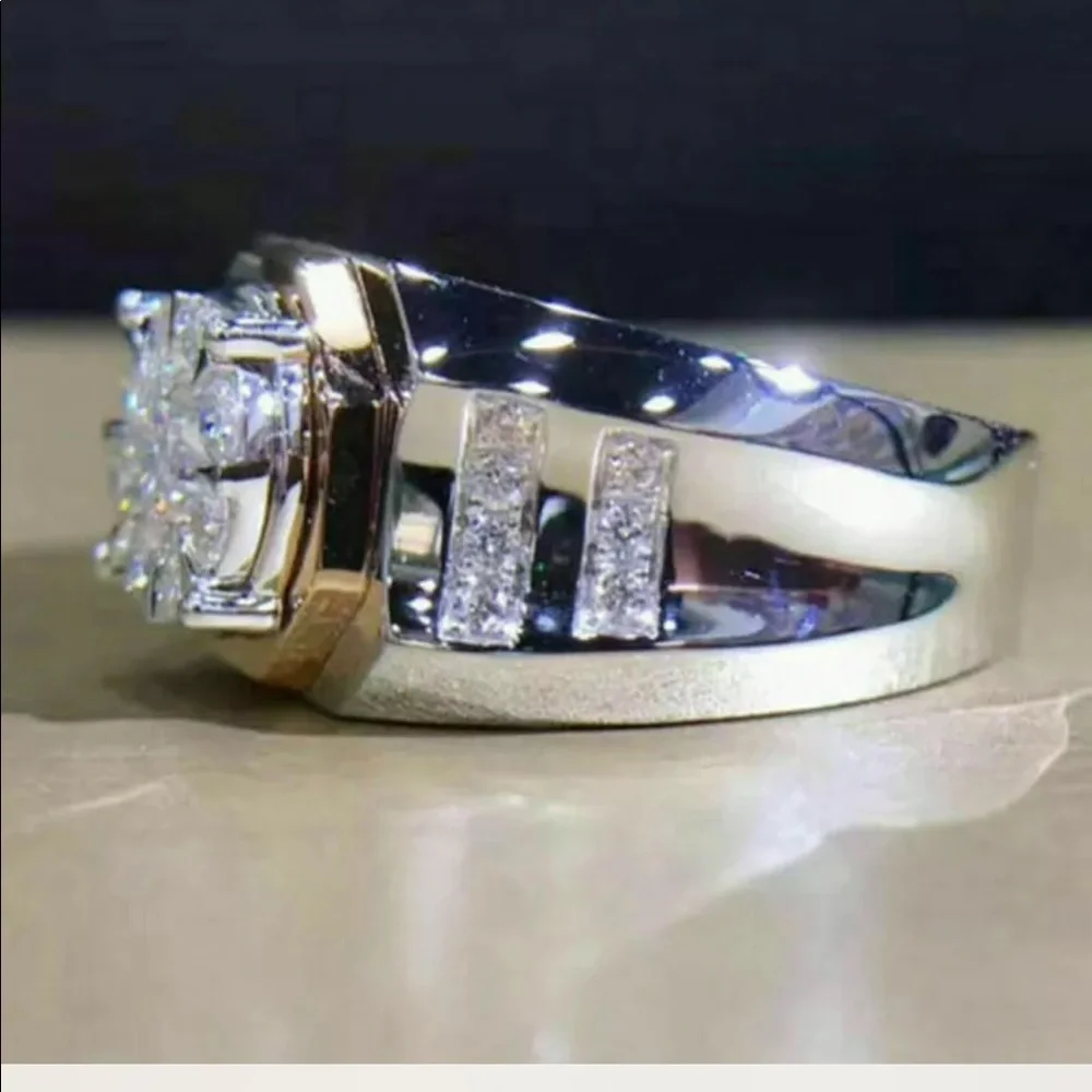 Men's Engagement Class act Ring 2.89ct Round Diamond 925S stamped hallmarked